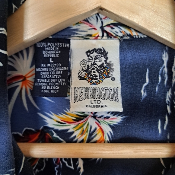 Kennington Men's L Hawaiian Tropical Print Short Sleeve Button Up Shirt - Picture 3 of 6